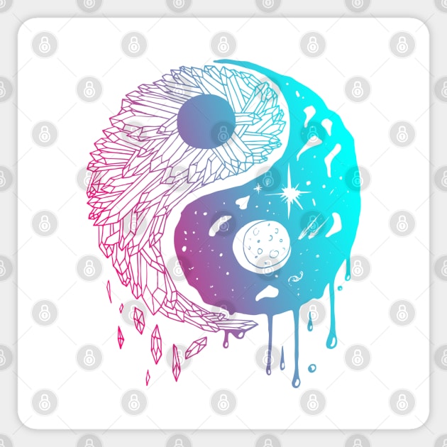 Dual Color Yin Yang Crystals and The Night Sky Sticker by kenallouis